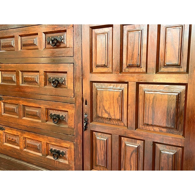 Large 20th Church Spanish Baroque Carved Walnut Tuscan Credenza or Buffet For Sale - Image 14 of 18