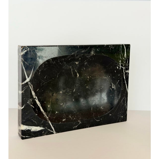 1970s Monumental Black Marble Stone Rectangular Catchall Tray For Sale - Image 9 of 10