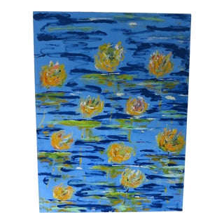 "Flowers on Water" Original Oil Painting For Sale