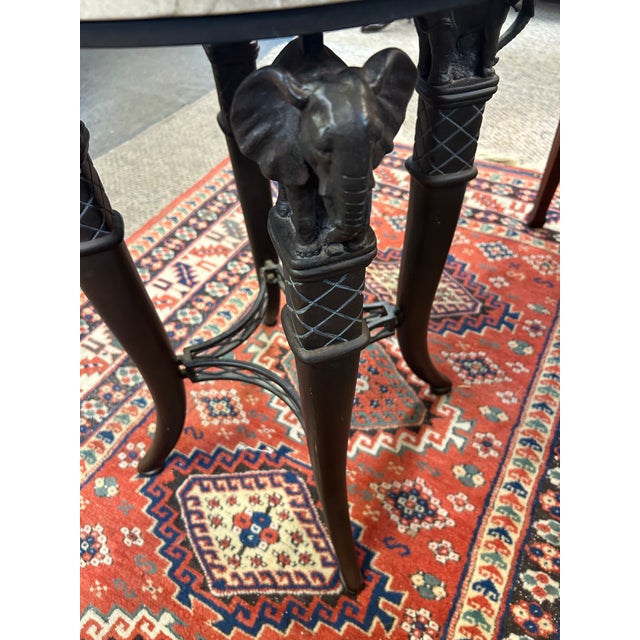 Marble Top & Metal Based End Table With Elephant Motif For Sale - Image 9 of 12