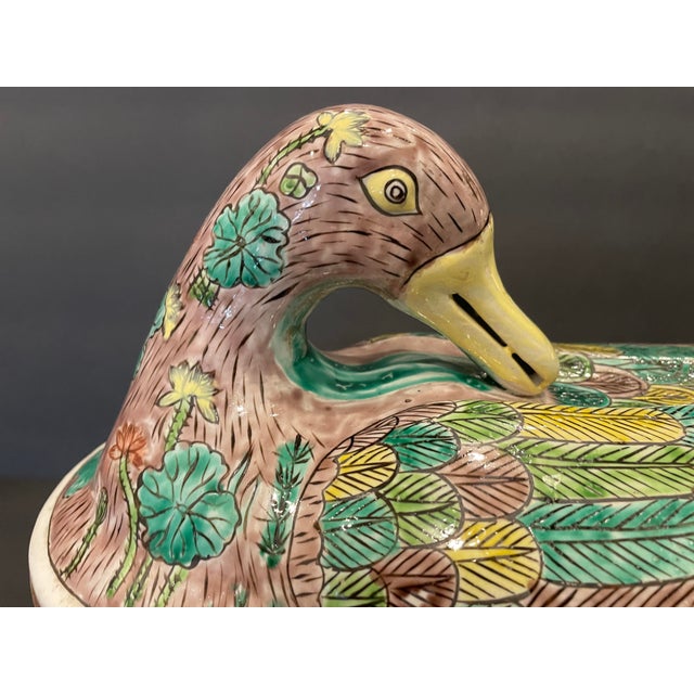 Chinese Antique Chinese Duck Tureen For Sale - Image 3 of 11