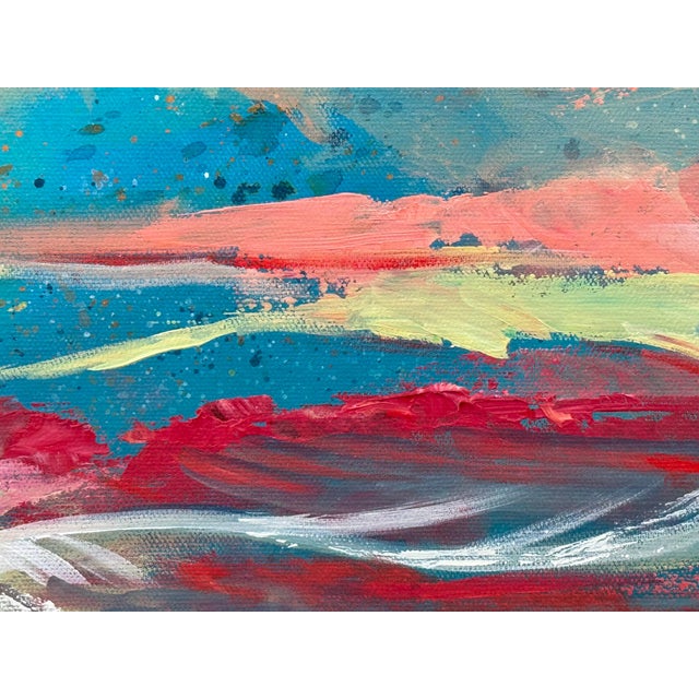 Pink & Turquoise Abstract Expressionist Painting by Contemporary British Artist 2025 For Sale - Image 18 of 18