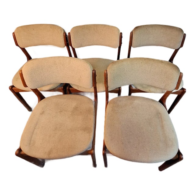 Set of Five Mid 20th Century O. D. Mobler Danish Teak Dining Chairs For Sale