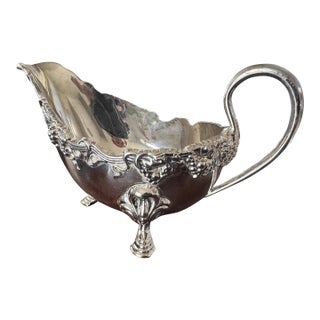 Vintage Godinger Silver-Plated Ornate Gravy Boat For Sale