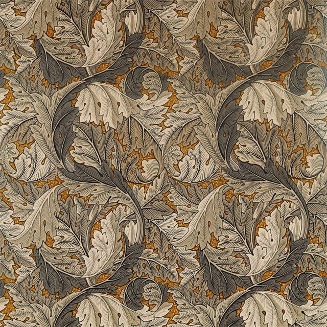 Morris & Co Acanthus Fabric in Mustard/Grey - a Sample For Sale