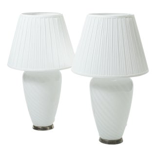 Swirl Murano Glass Table Lamps, 1970s, Set of 2 For Sale