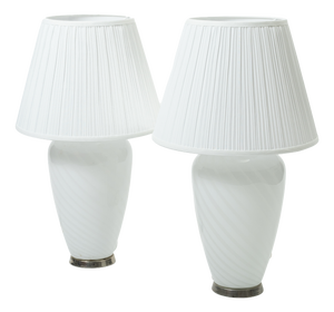 Swirl Murano Glass Table Lamps, 1970s, Set of 2