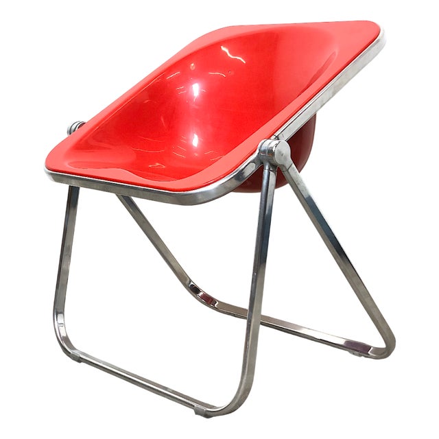 Red Plona Armchairs by Giancarlo Piretti for Anonima Castelli, Italy, 1970s For Sale