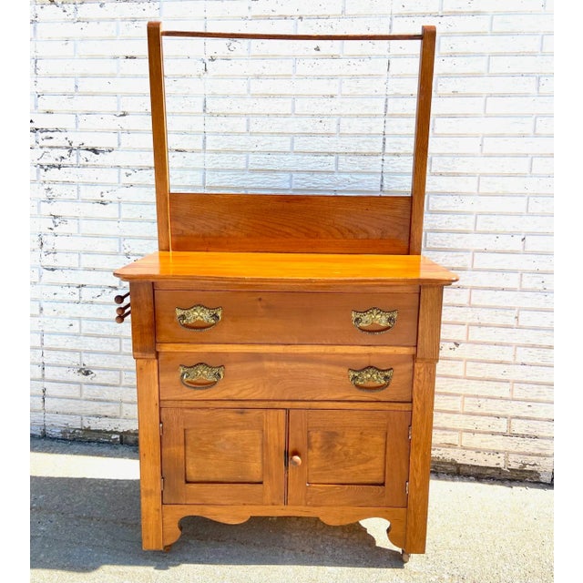 Antique Washstand with Towel Rack and Knapp Joint Drawers For Sale - Image 11 of 11