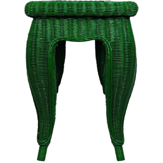 Green Wicker Console Table | Chairish