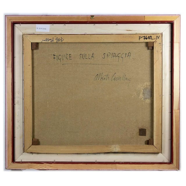 Alberto Cavallari, Figures on the Beach, Oil on Canvas, 1960s For Sale - Image 3 of 4