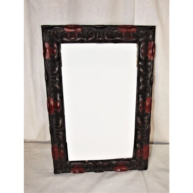 1950s 1950s Spanish Art Deco Red & Black Wood Mirrors Bronze Glasses- a Pair For Sale - Image 5 of 10