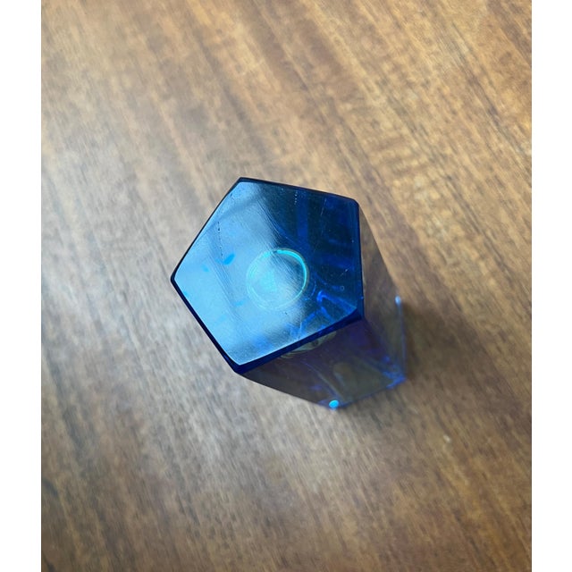 Vintage Blue Art Glass Block Vase, 1970s For Sale - Image 18 of 18