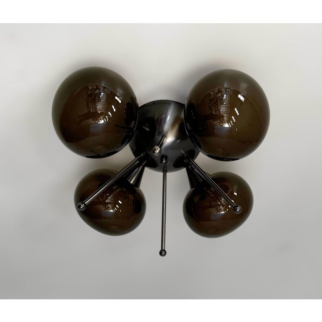 Not Yet Made - Made To Order Quadrifoglio Satin Black Nickel Frosted Smoky Pebble Flush Mount by Fabio LTD For Sale - Image 5 of 7