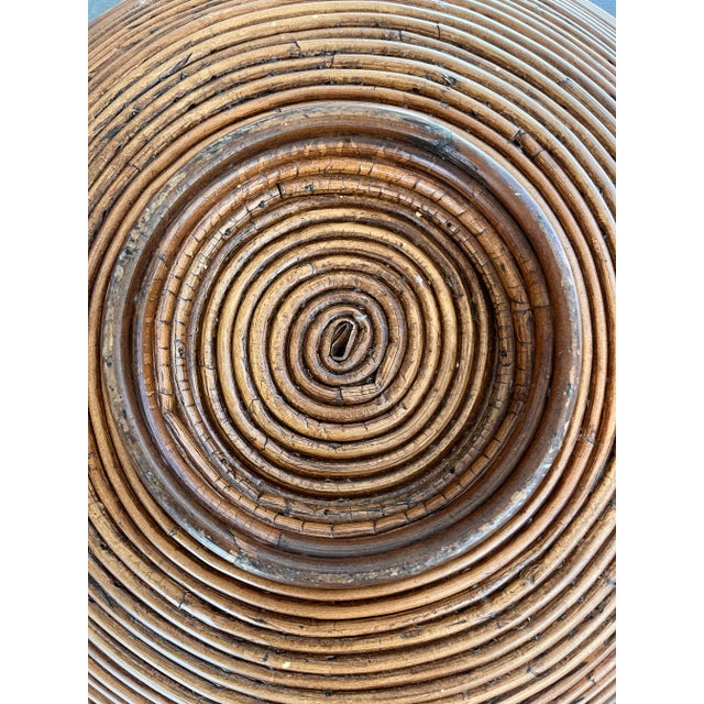 Brown Large Mid Century Modern Pencil Reed Footed Basket Bowl For Sale - Image 8 of 10