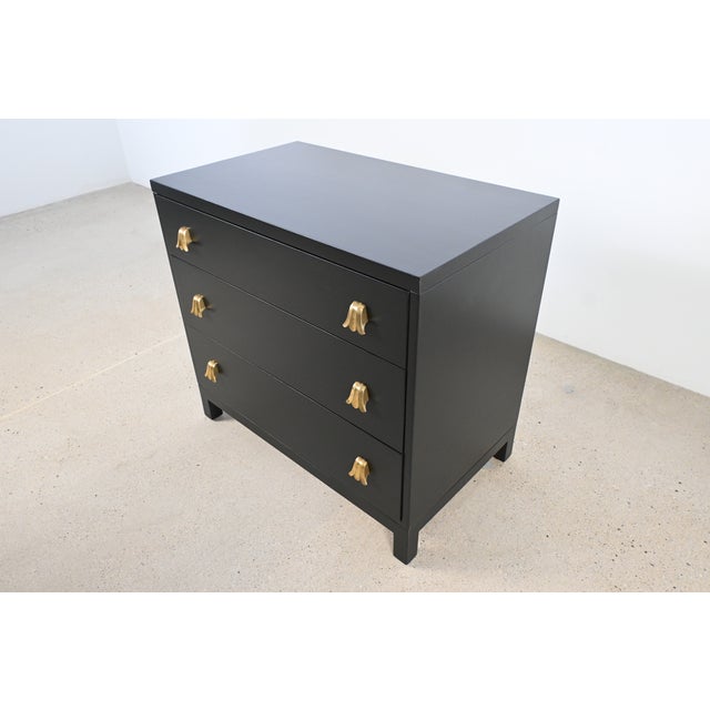 1950s Robsjohn Gibbings for Widdicomb Black Lacquered Mid Century Modern Chest of Drawers For Sale - Image 5 of 14