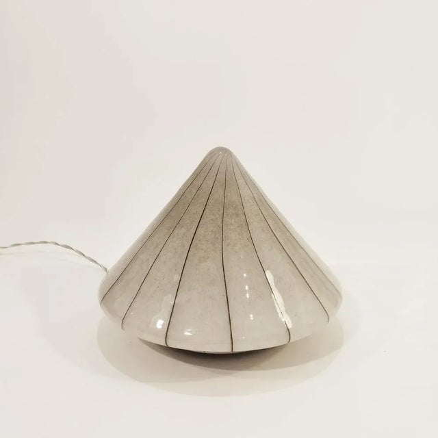 Italian table or table lamp in the style of F. Fabbian, 1970s. Hand-blown Murano glass body in grey, milky and brown...