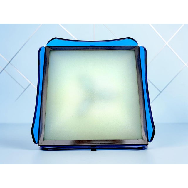 Blue Cut Glass Ceiling Lamp, Veca, 1970s For Sale - Image 11 of 13