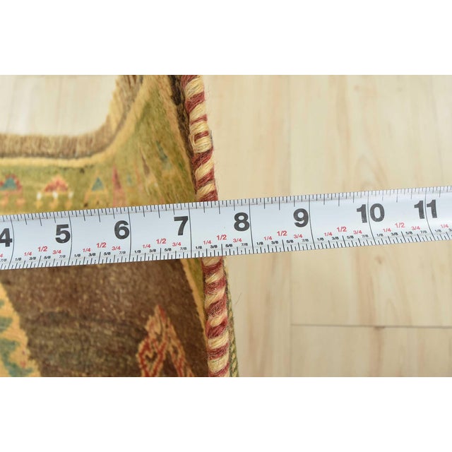 Gabbeh Rug 3'5'' X 5'4'' Brown Wool Vintage Tribal Hand-Knotted Oriental Carpet For Sale - Image 12 of 14