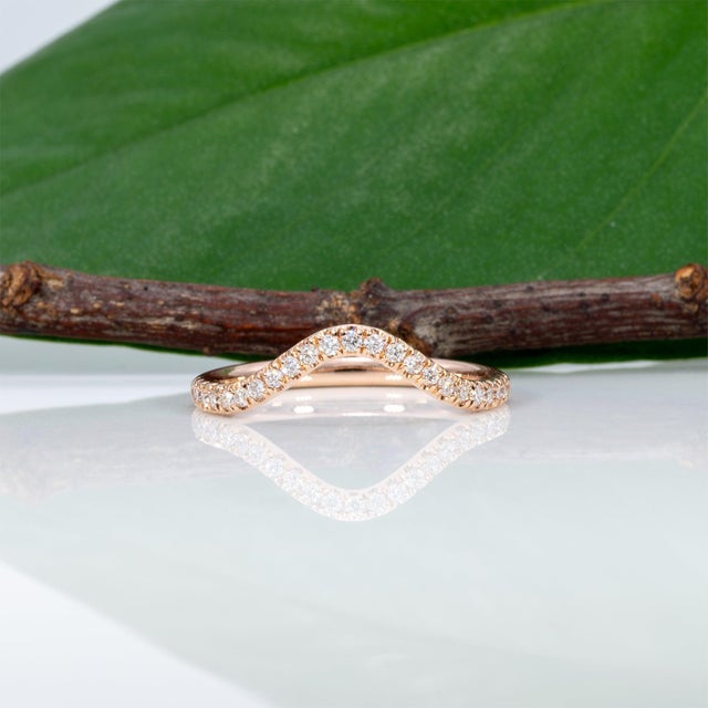 Metal Earth-Mined Diamond Band Ring: Solid 14k Gold - Stackable Band Ring, Size 6.75 For Sale - Image 7 of 11