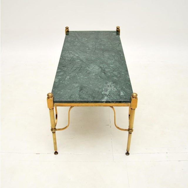 Vintage French Brass and Marble Coffee Table, 1960s For Sale - Image 4 of 9