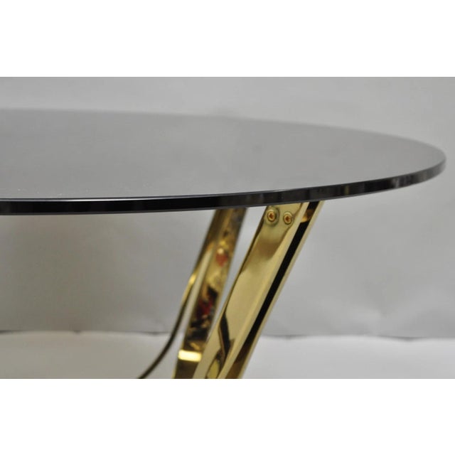 Gold Mid 20th Century Tri-Mark Mid Century Modern Brass Plated Steel Smoked Glass Arch Coffee Table For Sale - Image 8 of 15