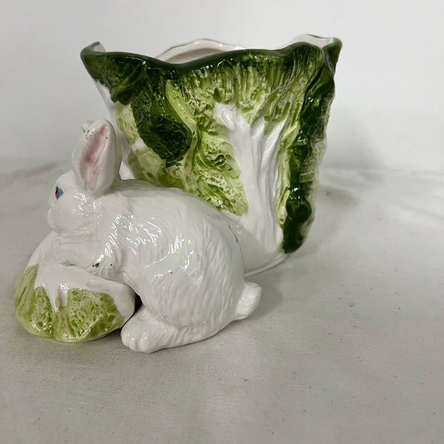 French Country Rabbit and Cabbage Planter For Sale - Image 3 of 7