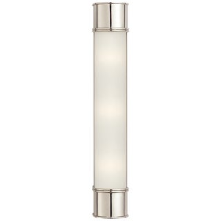 Chapman & Myers for Visual Comfort Signature Oxford 24" Bath Sconce in Polished Nickel with Frosted Glass For Sale
