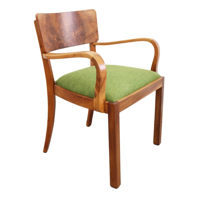 German Art Deco Armchair in Walnut and Walnut Burl Wood, 1920s For Sale