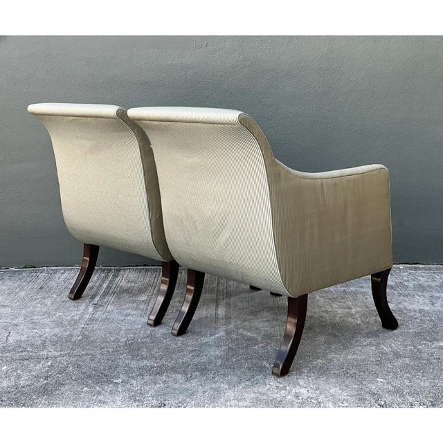 Late 20th Century Vintage Rose Tarlow Melrose House “Sabre Leg” Lounge Chairs - A Pair For Sale - Image 5 of 12