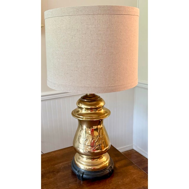 Mid 20th Century Duck Brass Lamp For Sale - Image 5 of 12