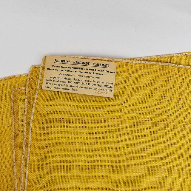 1960s Set of 4 Chinoiserie Yellow Hemp Placemats With Double Happiness - Philippines For Sale - Image 5 of 6