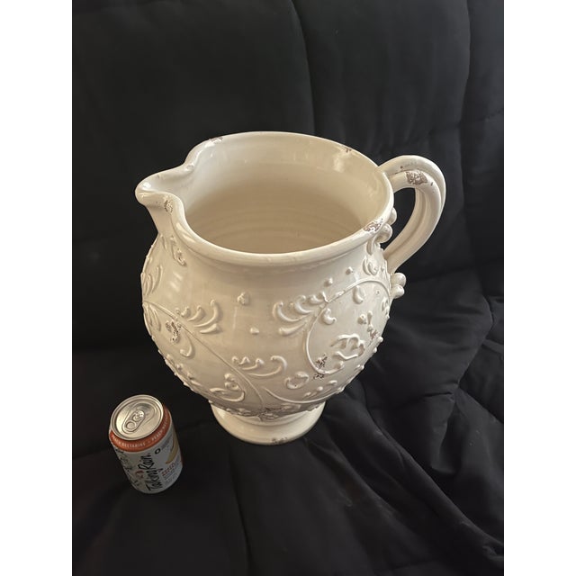 1990s Extra Large Arte Italica Cream Color Rustic Italian Pitcher For Sale - Image 4 of 9