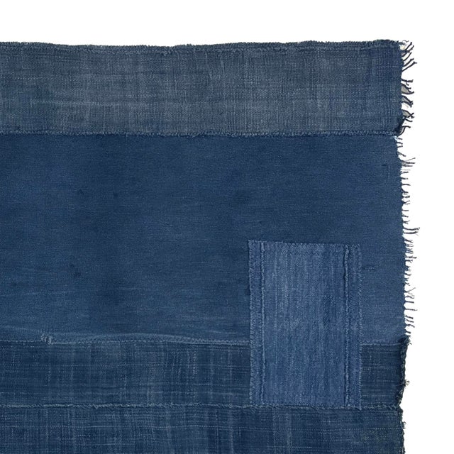 American Distressed Cotton Fort Moultrie Liberty Flag Made From Vintage Indigo For Sale - Image 3 of 4