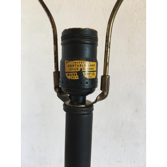 Very Cheerful Signed Floral Table Lamp with newly manufactured Mid-Century Finial.