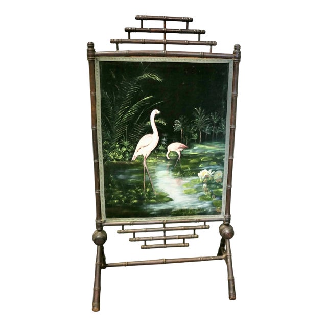 Asian Black Lacquer Fire Screen For Sale