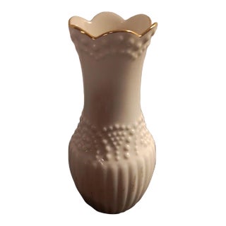1980s Lenox Usa Fine Porcelain Beaded Ornate Bud Vase For Sale