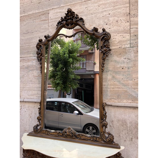 Baroque Console and Mirror in Wood, 1900s, Set of 2 For Sale - Image 10 of 14