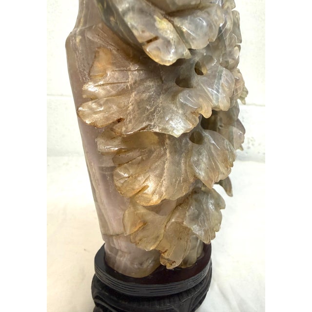 Large Antique Carved Chinese Amethyst Smokey Quartz Crystal Lidded Urn Sculpture For Sale - Image 11 of 17
