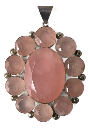Southwestern Pink Onyx and Sterling Silver Pendant, Large