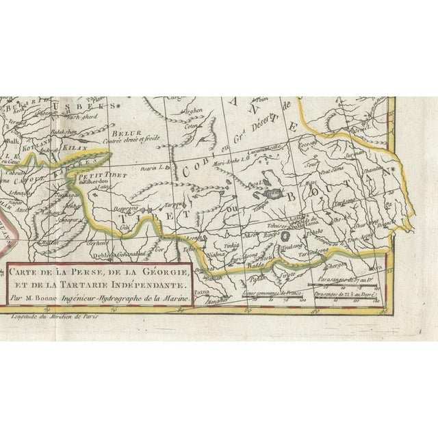 Antique Map of Middle East, Georgia and Tartary by Bonne, 1780s For Sale - Image 4 of 10