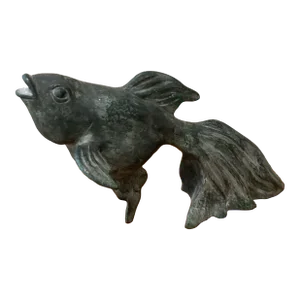 1950s Japanese Art Bronze Fly Koi Fish Garden Sculpture