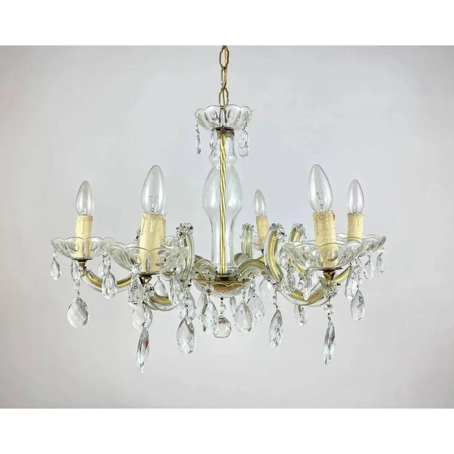 Gilt Brass and Crystal Chandelier from Maria Theresa, 1960s For Sale - Image 11 of 11