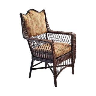 Vintage Wicker Armchair Early 20th Century For Sale