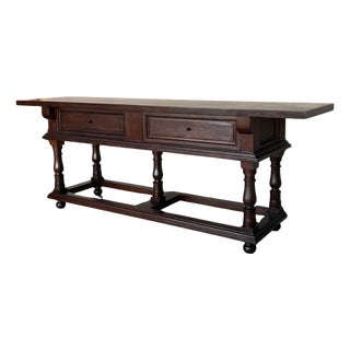Early 20th Large Console Table with two drawers For Sale