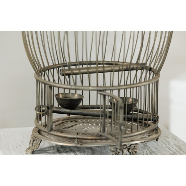 Antique Indian Brass Bird Cage with Montgolfière Form and Pierced Feet For Sale - Image 13 of 18