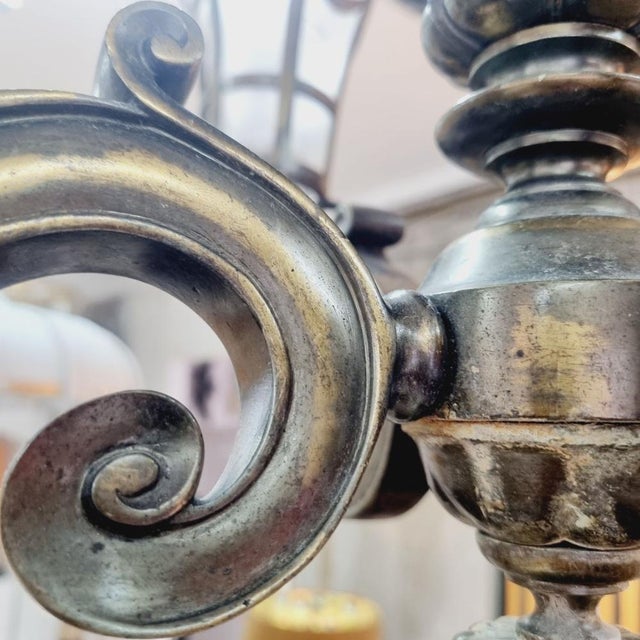 Antique Flemish Bronze Chandelier, 1920s For Sale - Image 10 of 13