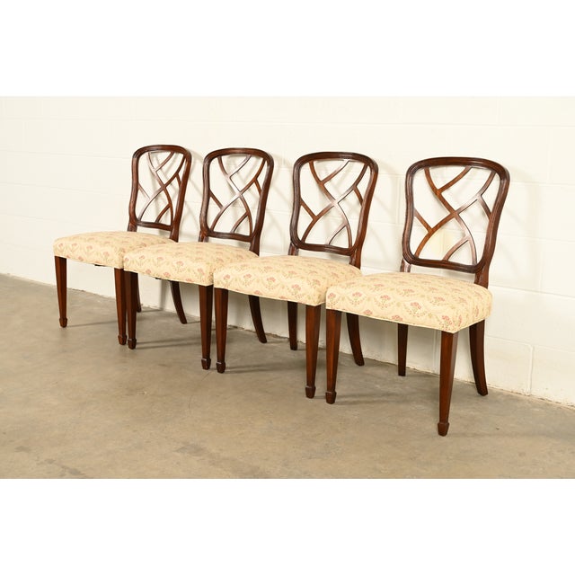 Kindel Furniture Kindel Furniture Style Federal Carved Mahogany Dining Chairs, Set of Four For Sale - Image 4 of 13