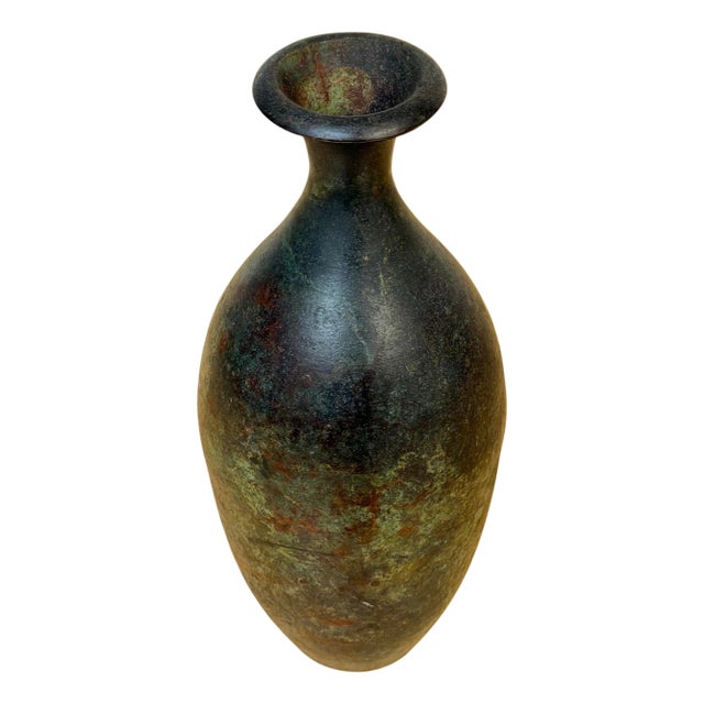 French Modern Patinated Bronze Vase, circa 1970s For Sale