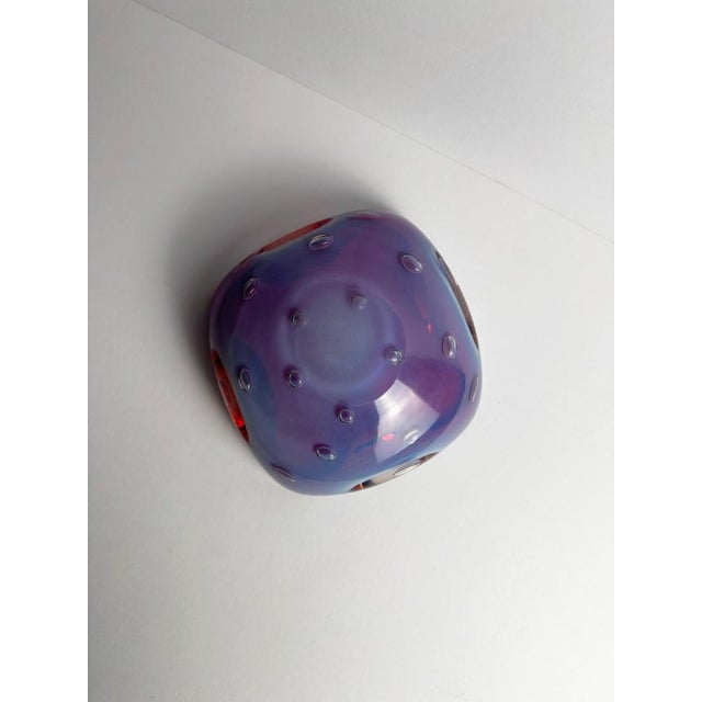 Gold Murano Sommerso Glass Bowl in Ruby Red and Alabaster by Alfredo Barbini, 1960s For Sale - Image 8 of 10